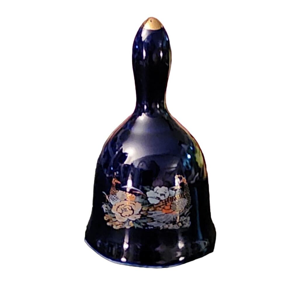 Flambro Vintage Blue Bell with Peacock Birds